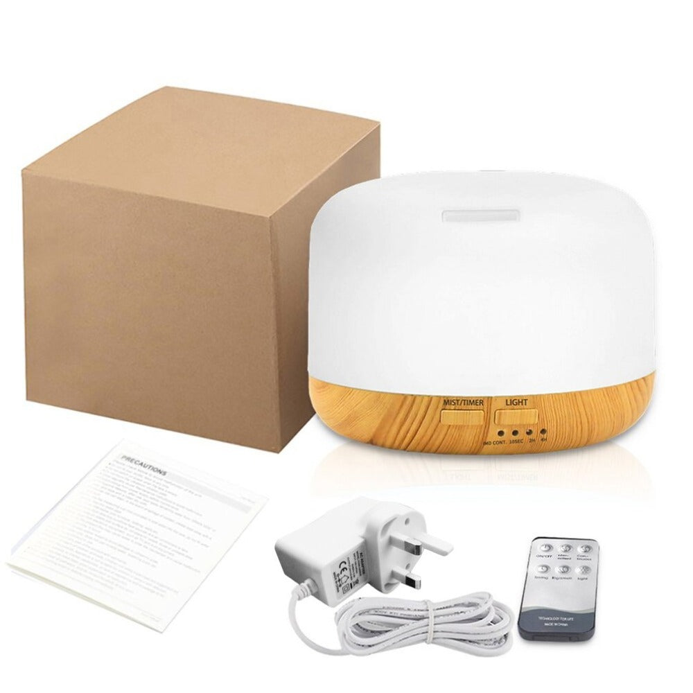 Wood Grain Remote Control Humidifier LED Aroma Lamp