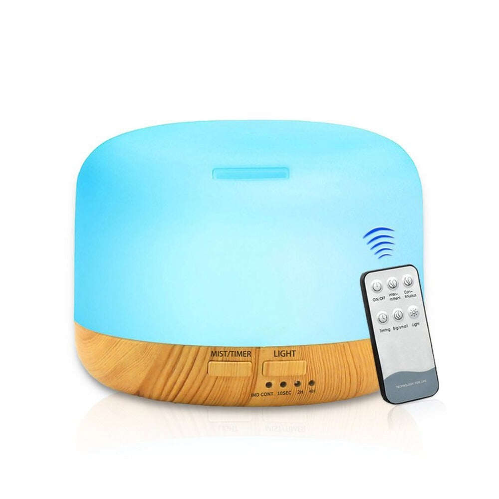 Wood Grain Remote Control Humidifier LED Aroma Lamp