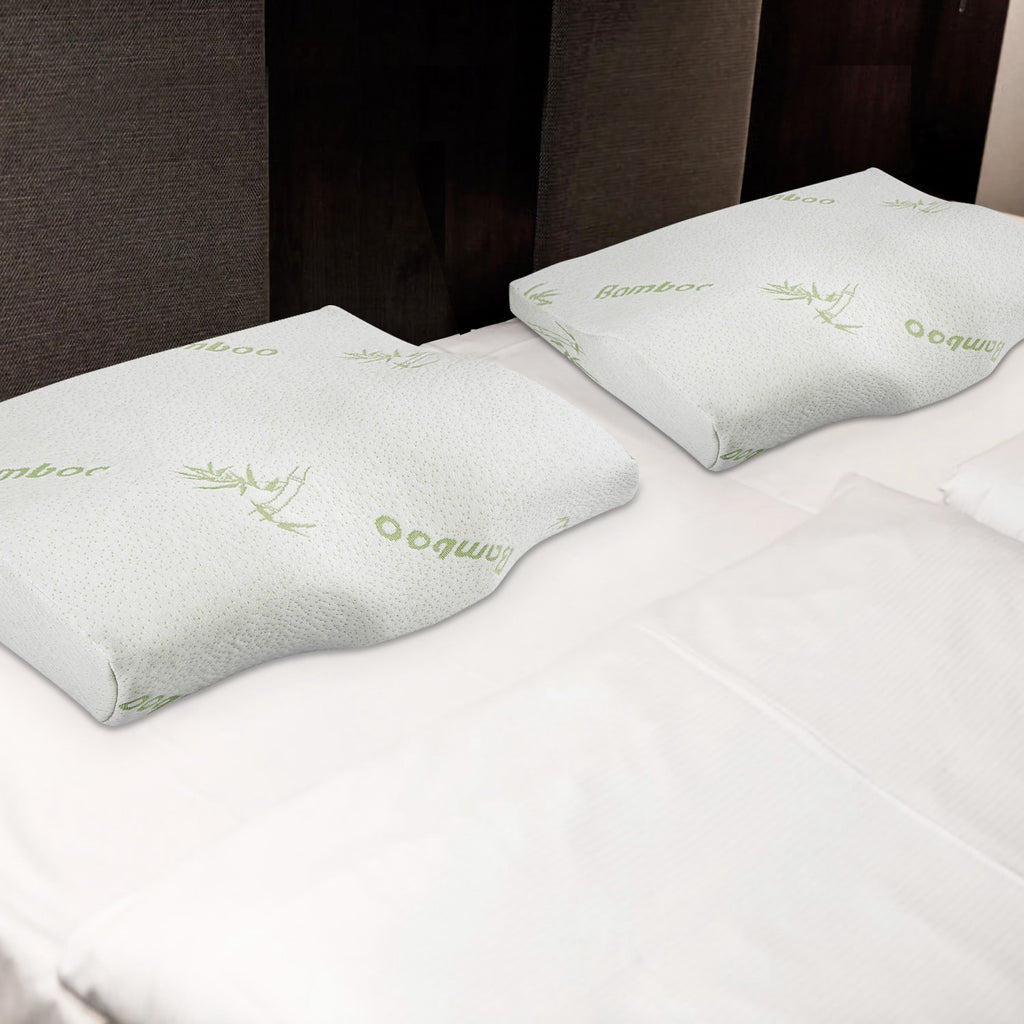 1Pc Bamboo Memory Foam Sleep Pillow Contoured Cervical Orthopedic Pillow Neck Support Breath Pillow