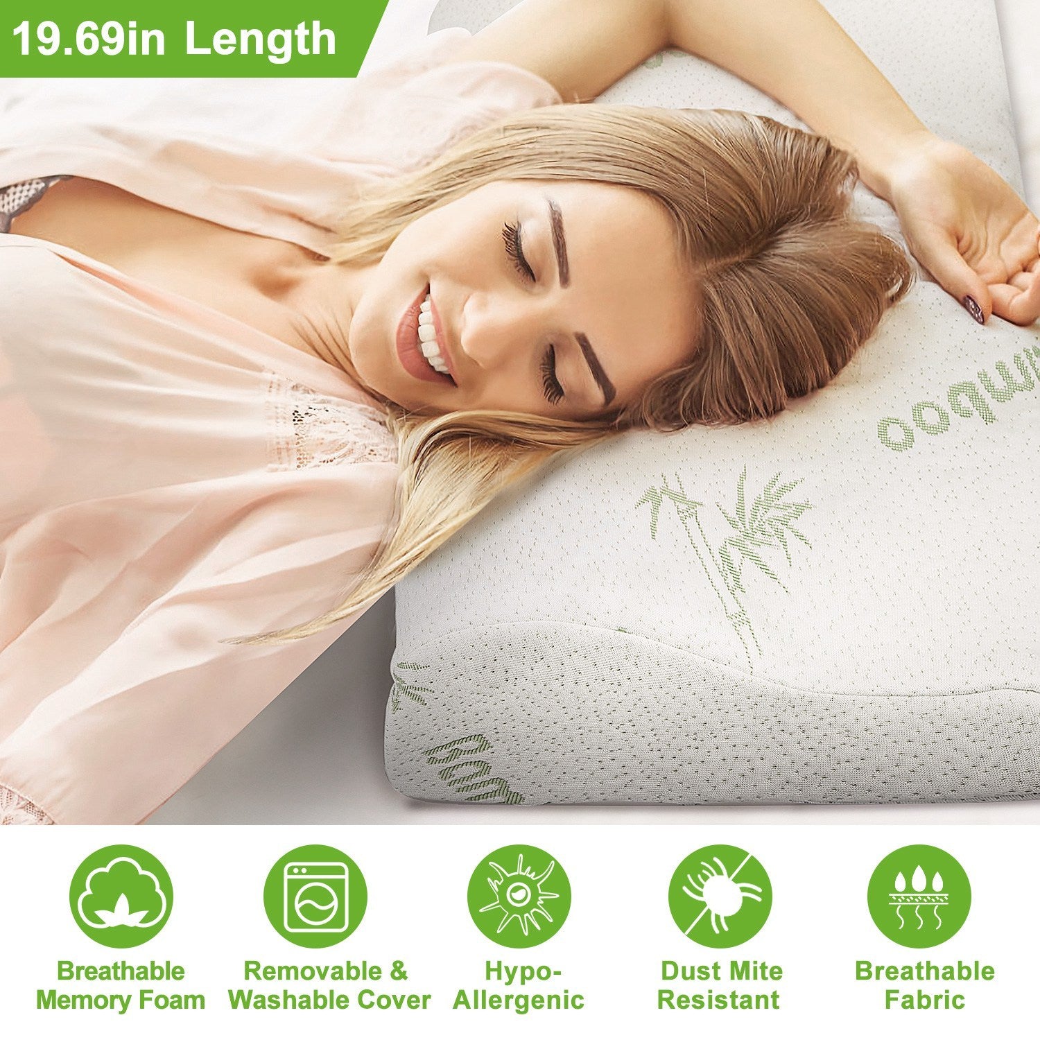 1Pc Bamboo Memory Foam Sleep Pillow Contoured Cervical Orthopedic Pillow Neck Support Breath Pillow